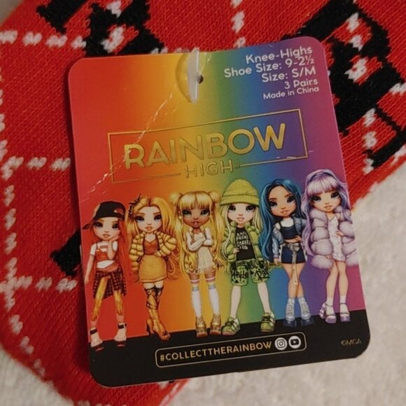 Rainbow High Knee high brand new boots socks 3 pairs toddler kids - Picture 2 of 5
